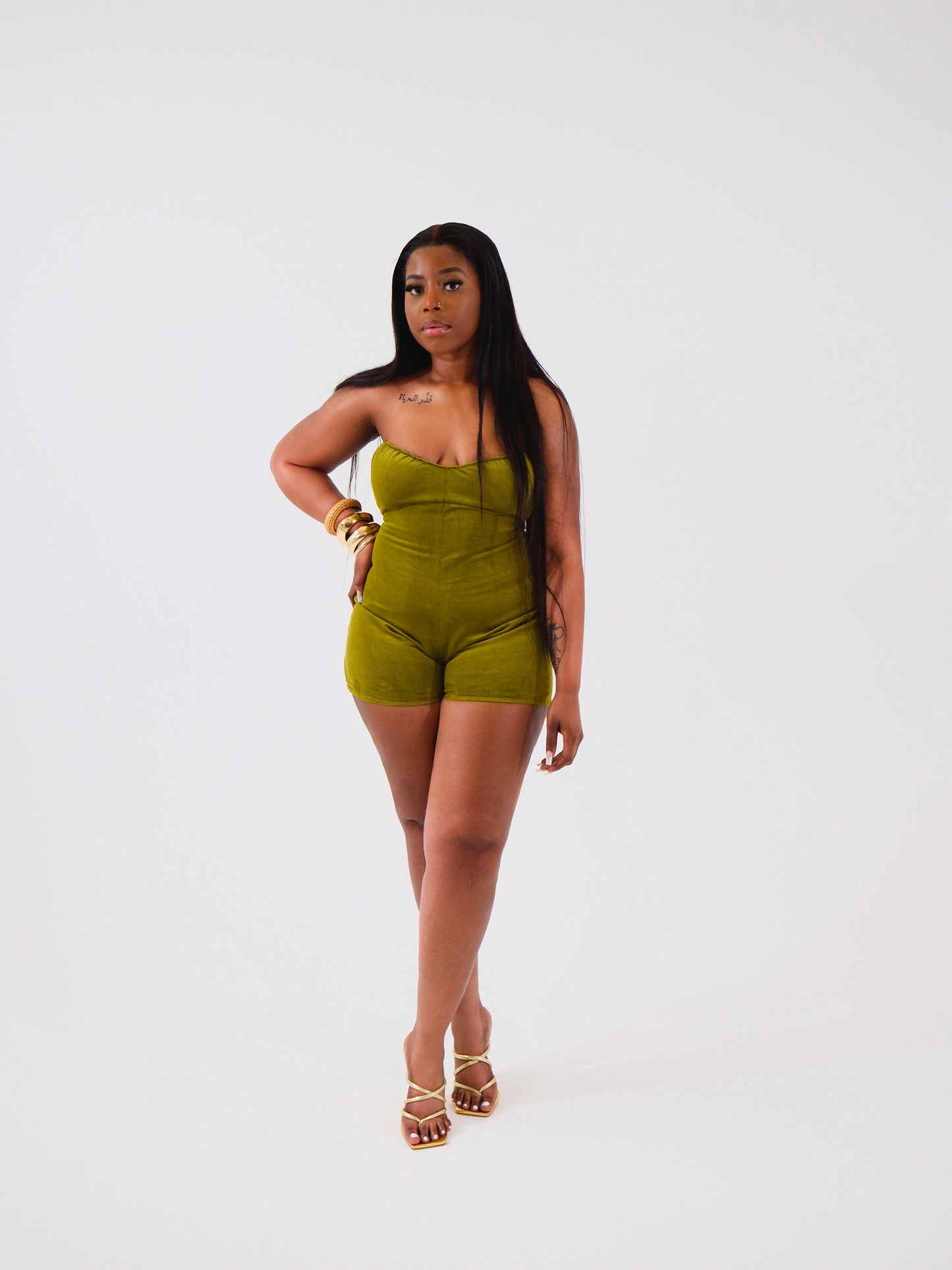Olivia- Green backless playsuit