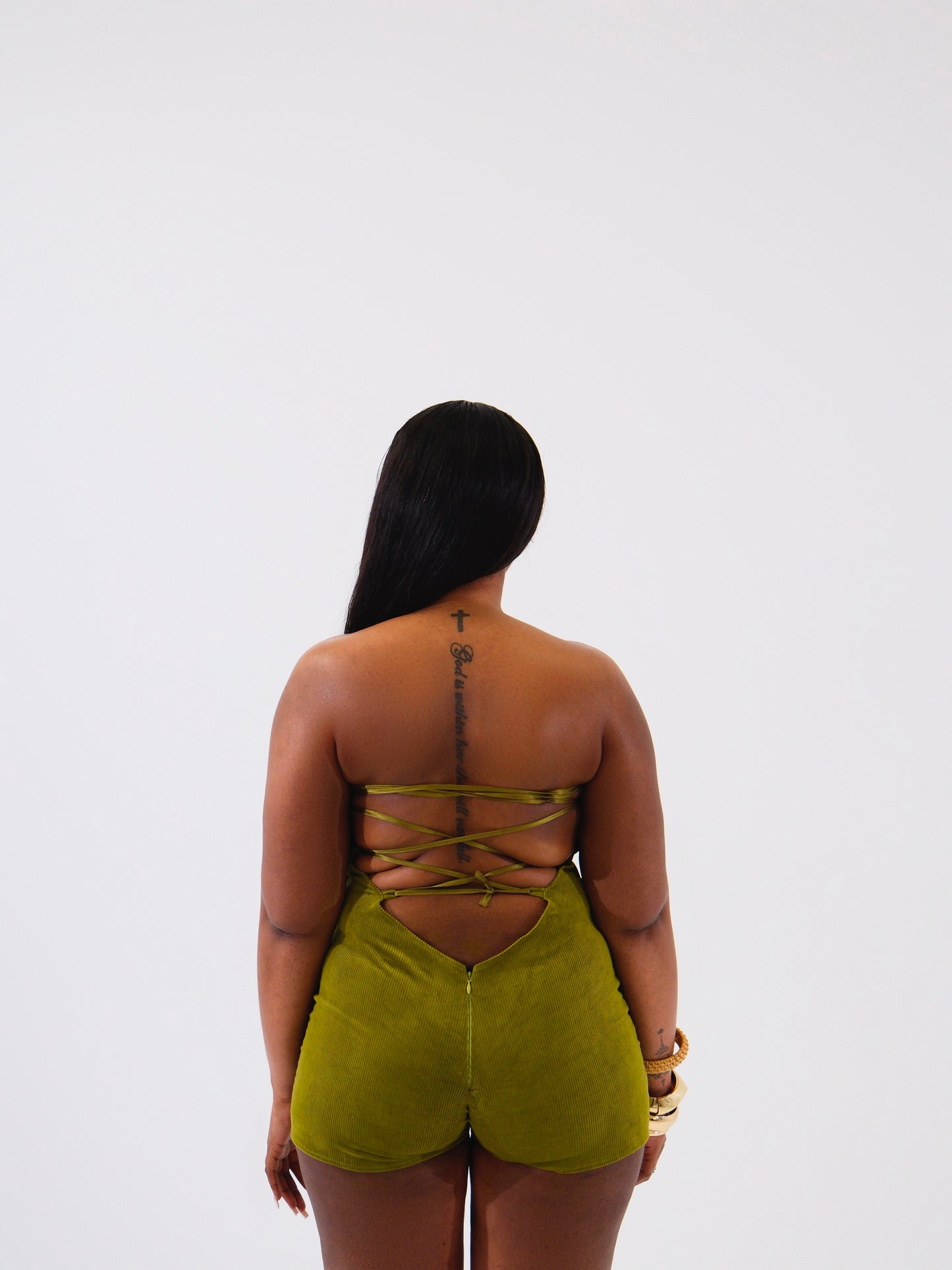 Olivia- Green backless playsuit