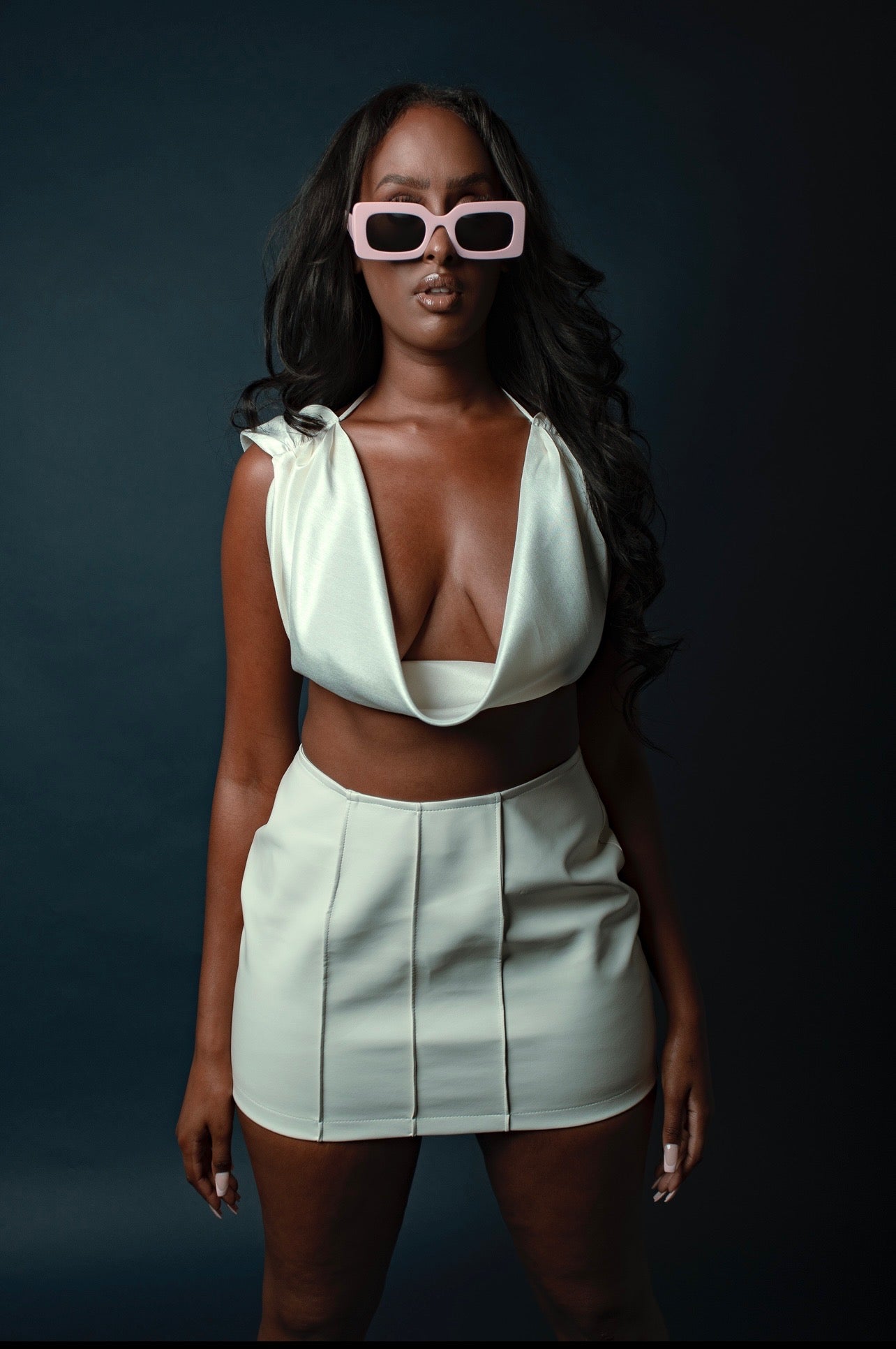 Iris - White Satin Top - Goldanadesigns