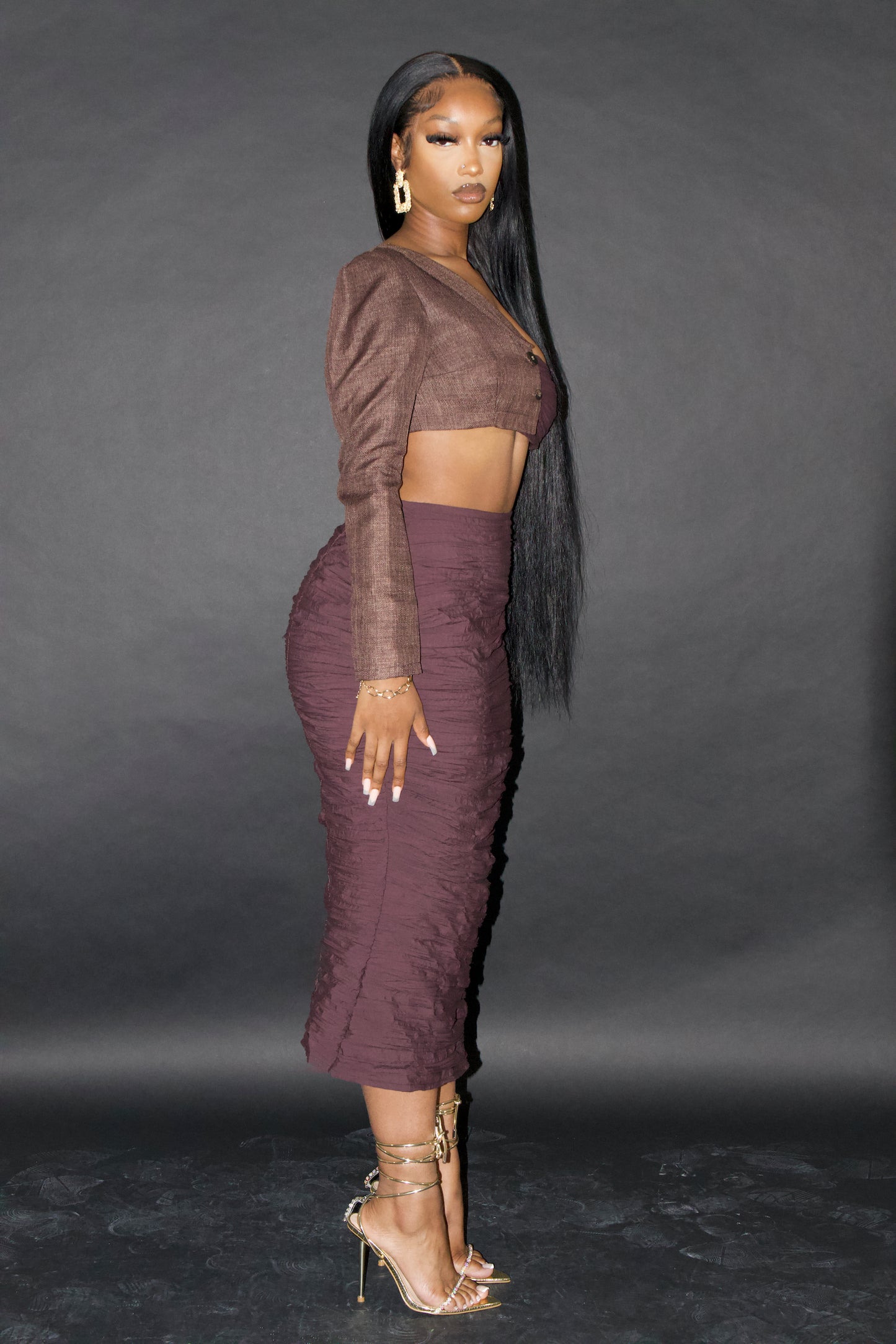 Genevieve - Midi Brown skirt - Goldanadesigns