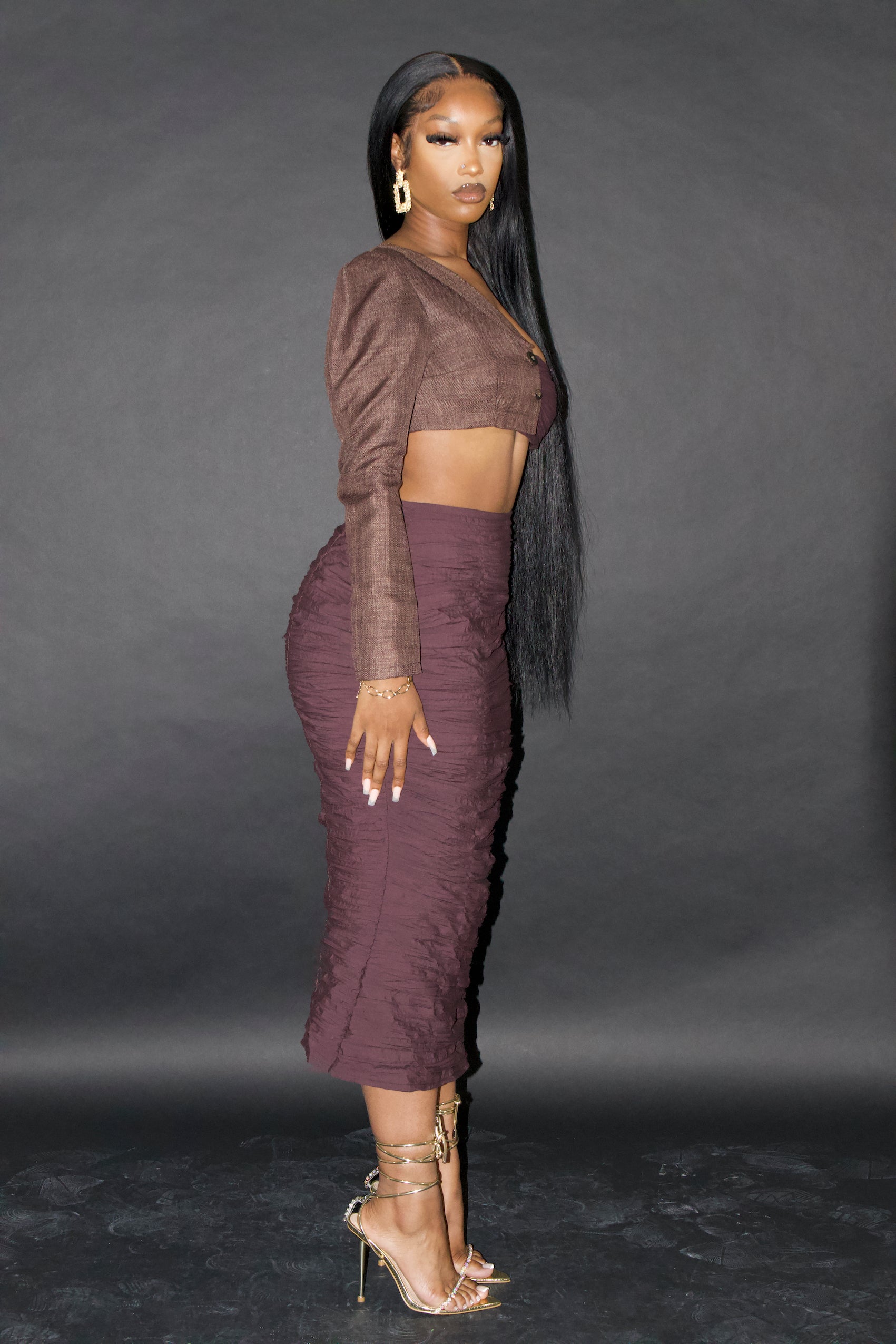 Genevieve - Midi Brown skirt - Goldanadesigns