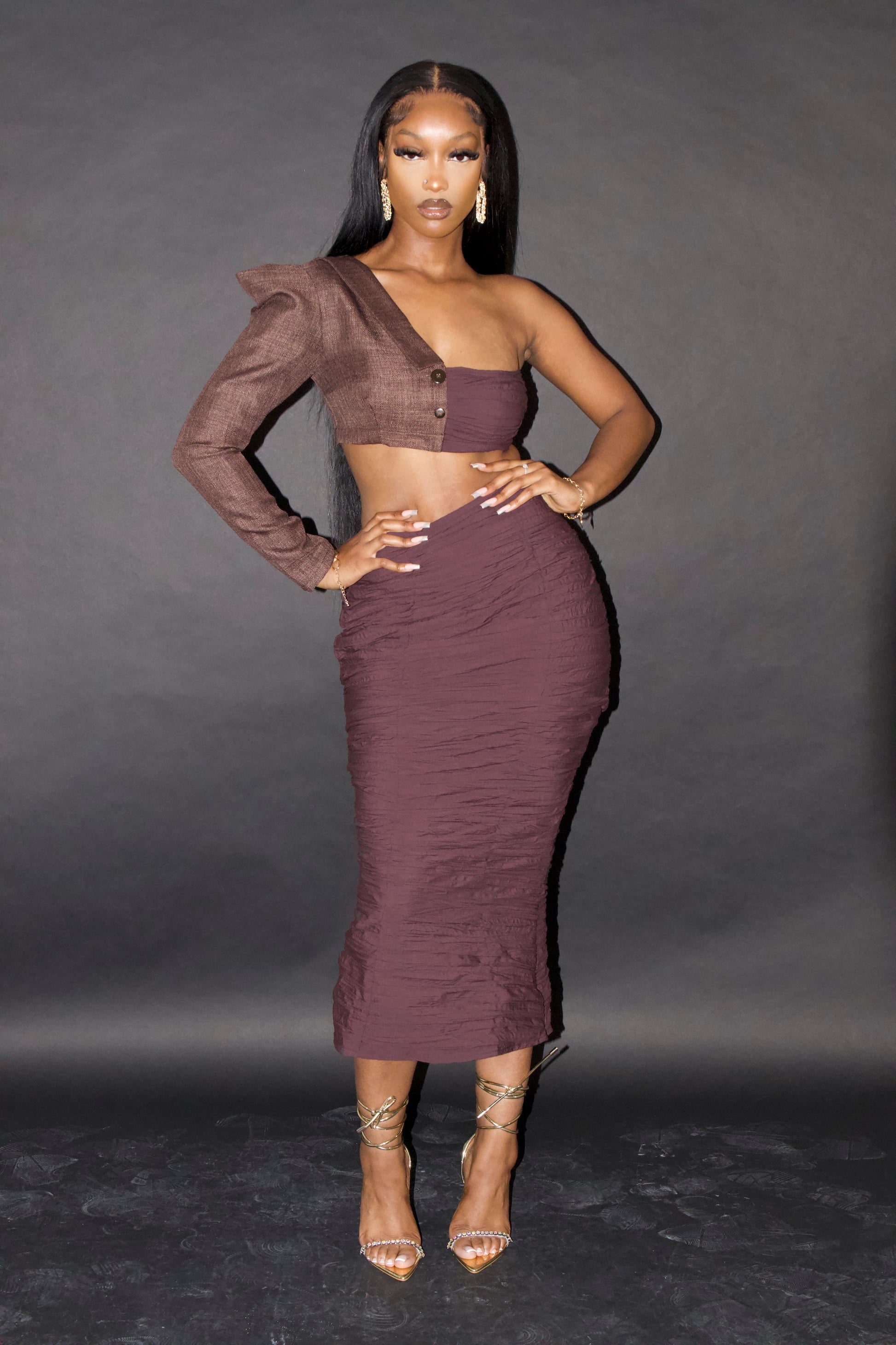 Genevieve - Midi Brown skirt - Goldanadesigns